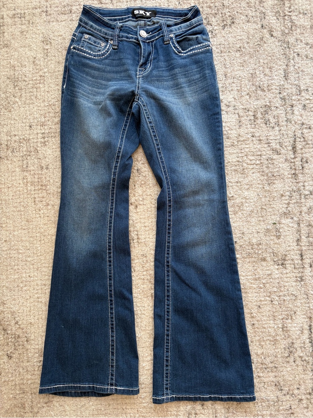 Sky Women's Dark Blue Flare Jeans - Classic Wide Leg